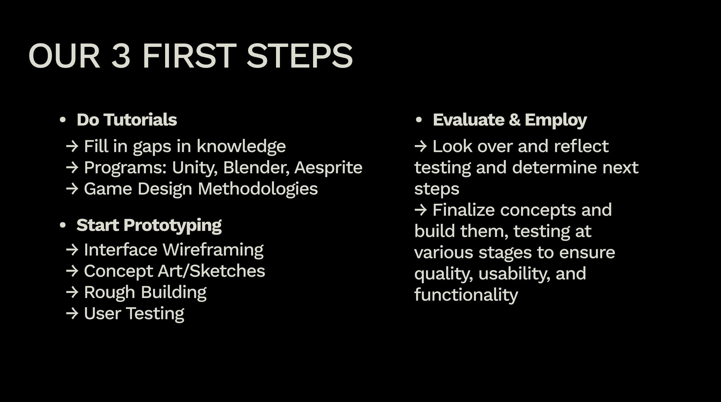 After learning what is action research and how we can use it, we then wrote out our next 3 steps for this project.